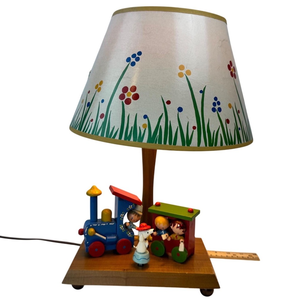 Vintage 1974 Nursery Originals Wooden Train Lamp‎ Musical SwissTone Kids Decor